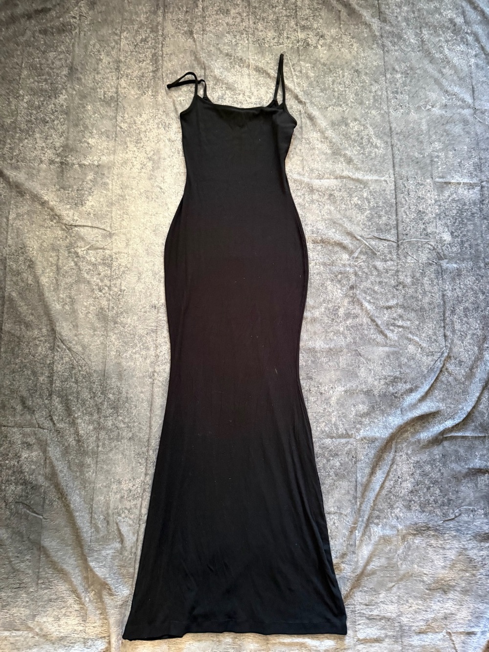 SKIMS Black Slip Maxi Dress with Thin Straps
